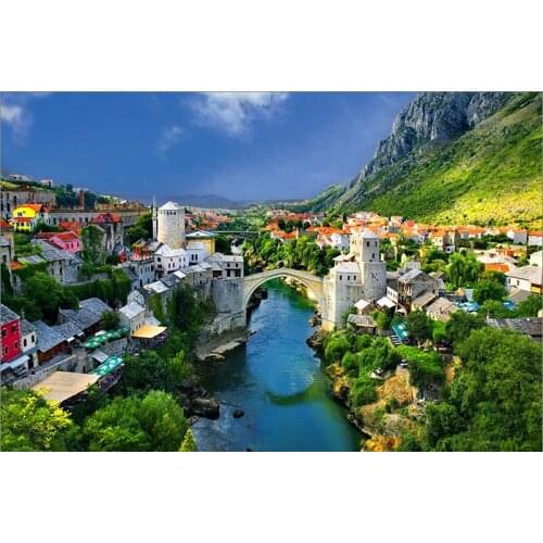 Mountain town The wooden puzzle 1000 pieces ersion jigsaw puzzle white card adult childrens educational toys