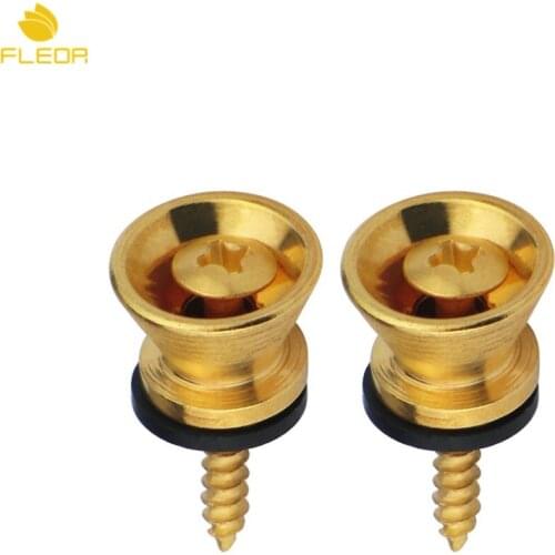 FLEOR 2pcs Metal Strap Button Lock Pins Peg Knobs Gold for Guitar Ukulele
