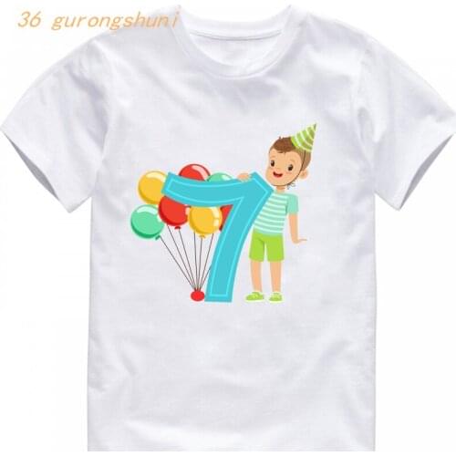 Cartoon T Shirt for Girls Tshirt Childrens Clothing 7 Years Girl T-shirt Birthday Kids Clothes Boys Number 7th Graphic T Shirts