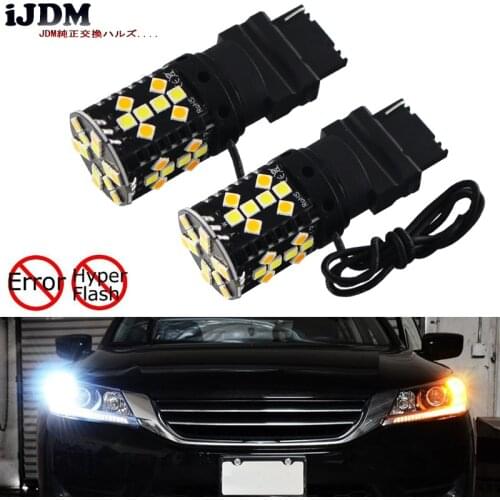 IJDM No Hyper Flash 3156 LED Canbus PY27W T25 Switchback White/Amber LED Bulbs For Daytime Running Lights/Turn Signal Lights 12V