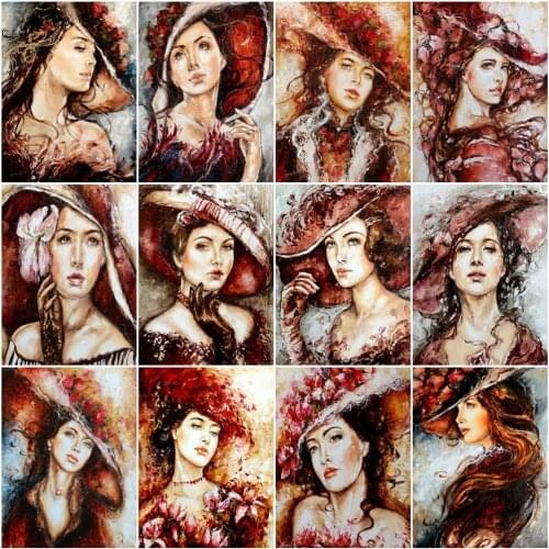 HUACAN DIY Frame Painting By Number Woman Acrylic Unique Gift Pictures By Numbers Portrait On Canvas Handpainted Wall Art