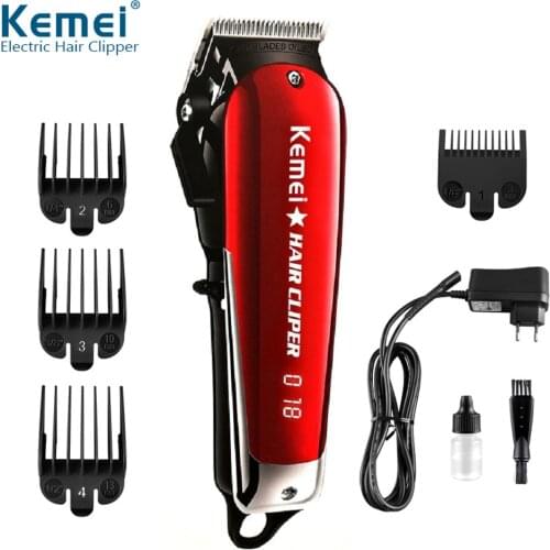 Kemei Professional Barber Hair Clipper Electric Cordless Hair Beard Trimmer LED Hair Cutter Carbon Steel Blade Haircut Machine