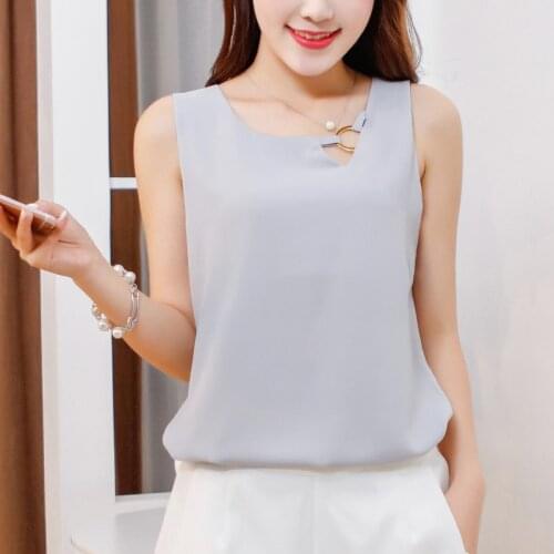 Fashion brand New Women Tanks Top summer Casual shirts plus size sleeveless Self-cultivation Blouse Double layer chiffon Blouses
