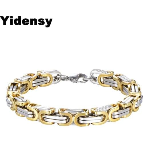 Yidensy Fashion Stainless Steel Bracelet Bangles Rose Black Color Metal Chain Bracelet for Men Male Punk Jewelry
