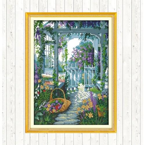 The Garden Gate Counted Cross Stitch Kits Sale Counted Printed on Canvas 11CT 14CT Cross Stitch Kit Embroidery Needlework Sets