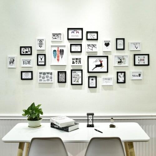 Creative Photo Frame Set Hanging Wall Combination Photo Wall Decoration Simple Mediterranean Nordic Style Picture Frame Shelf B