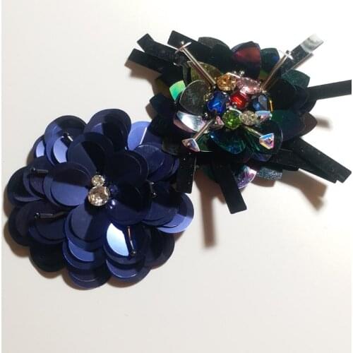 2pc flowers DIY Handmade Rhinestone beaded Patch Embroidery flower patches for clothing bags decorative parches applique