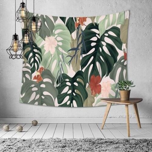 Polyester Tropical Plant Pattern Wall Cloth Hanging Tapestry Wedding Party Gift Bedspread Beach Towel Yoga Picnic Mat