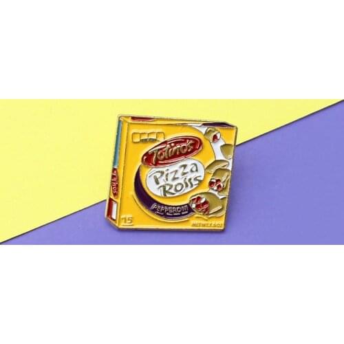 New Pepperoni Pizza Rolls Brooch Cartoon Pizzabox Red bean pie Brooches Women Lapel Pin Fashion Enamel Brooch Jewelry for Kids