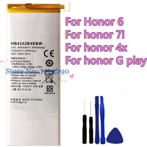 New high quality 3100mAh HB4242B4EBW Battery For Honor 6 7i 4x G play G735-L03 Che2-L11 Che1-L04 Che2-UL00 Che1-CL20