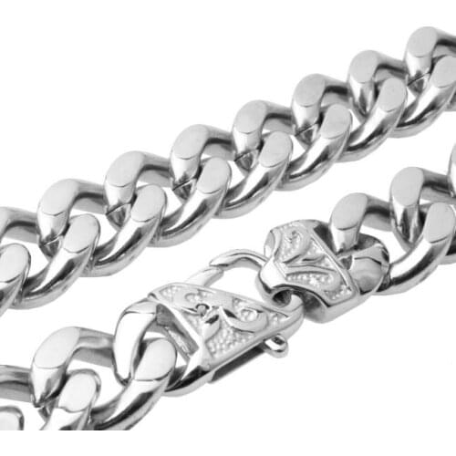 Huge heavy 15mm wide stainless steel cuban curb link chain mens necklace 20-40 inch choose long