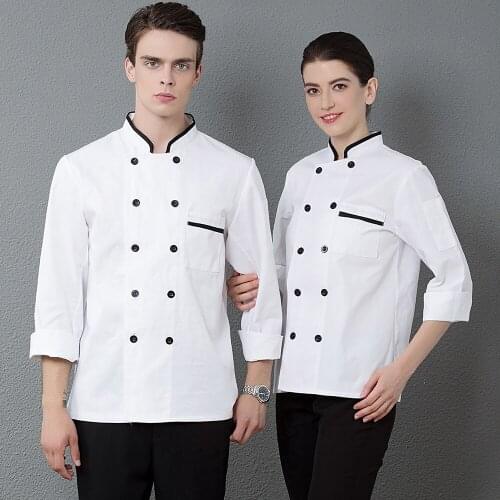 Wholesale Men and Women Double Breasted Chef Jacket Autumn/Winter Long Sleeve Catering Cook Wear Hotel Cheap Work Uniform