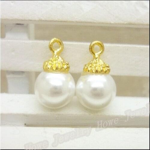 Wholesale 47 pcs Enamel Alloy Gold-color Jewelry imitation pearl Pendants charms for bracelet necklace DIY jewelry making