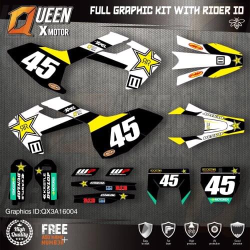 QUEEN X MOTOR Custom Team Graphics Decals 3M Stickers Kit For Husqvarna Decal 2016-18 TC FC TX FX FS 2017-19 TE FE 125-450CC 04
