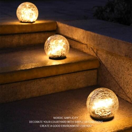 Solar Waterproof Ground Plug Light Round Bulb Lawn Light Garden Path Street Light Automatically Turn On And Off For Sidewalks