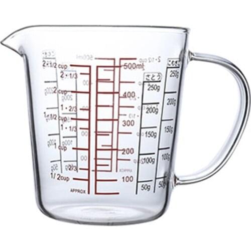 500Ml Glass Measuring Cup Milk Jug Heat Resistant Glass Cup Measure Jug Creamer Scale Cup Tea Coffee Micro-Wave Safe