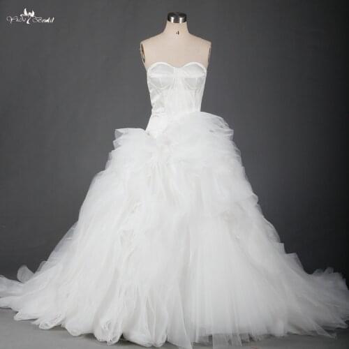 Organza Wedding Dresses With Ruffled Organza Bottom In Stock RSW701