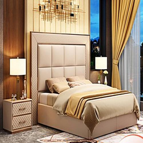 Light luxury leather art bed 1.8m soft bed villa bedroom furniture large bed Italian Nordic master bedroom post-modern double