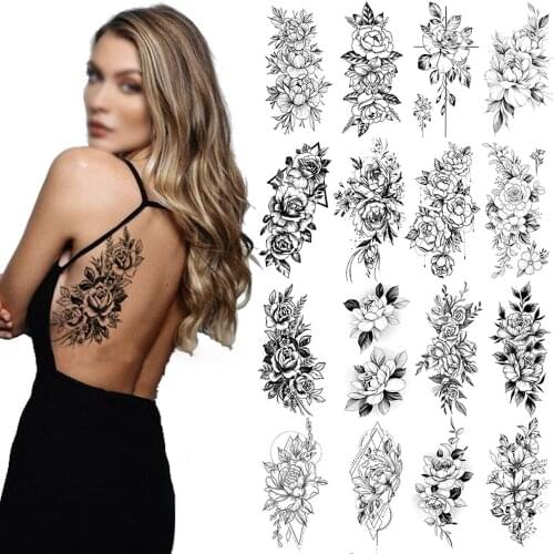 Waterproof Temporary Tattoo Sticker for Women Sexy Flower Fake Tattoo Stickers Body Art Arm Painting Goods for 1 Ruble Hot Seal