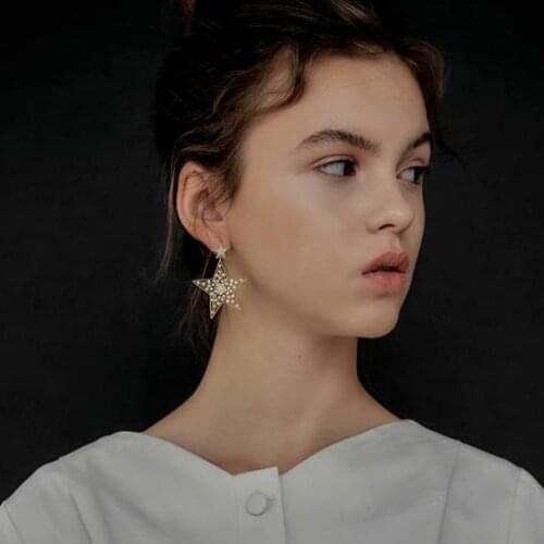 Women Jewelry Zirconia Star Statement EarringsPunk Party Runway rare Boucle Korean Japan Hiphop Top Fancy