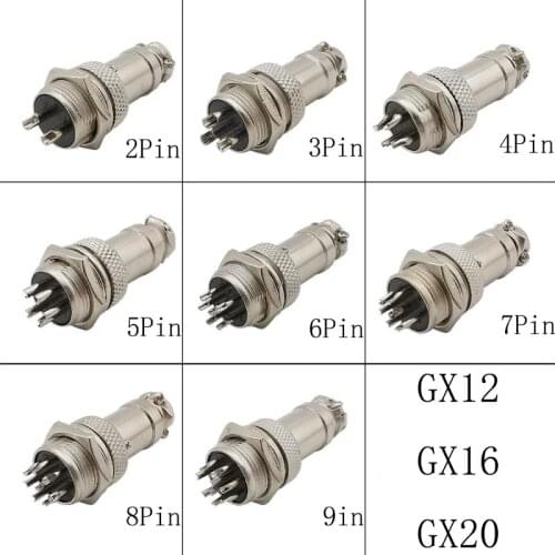 1Pair GX12 GX16 GX20 2P 3P 4P 5P 6P 7P 8P 9 Pin Circular Aviation Connector Male & Female Socket Plug Wire Panel Connector