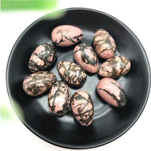 1PC Natural Rhodonite Stones Egg Shaped Quartz Crystal Stones Healing Reiki Decor Natural Stones and Minerals