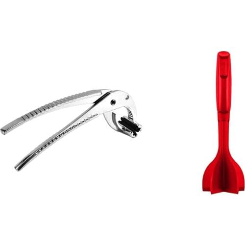 1 Pcs Stainless Steel Kitchen Tongs Pizza Pan Gripper & 1 Pcs Ground Beef Masher, Heat Resistant Meat Masher