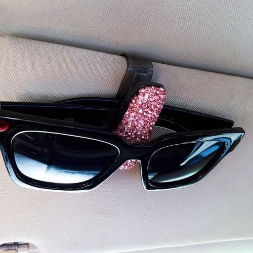 Auto Fastener Clip Glasses Cases Rhinestone Diamond Storage Holder Car Styling Portable Sun Visor Sunglasses Eyeglasses Holder