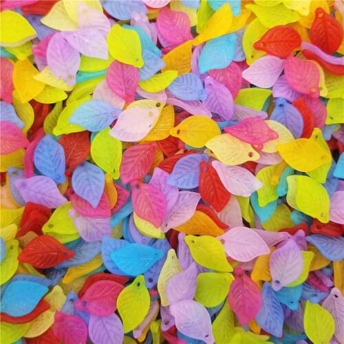 100PCS Candy Color Acrylic DIY Jewelry Making Frosting Leaf Fashion Findings Mini Pendant Jewelry Accessories Handmade Material