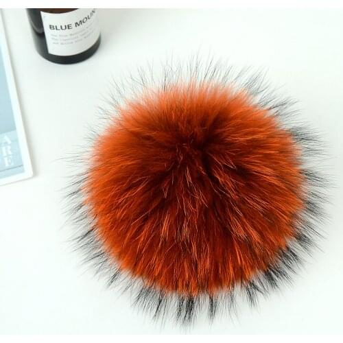 15cm DIY Genuine Real Raccoon Fur Pompom for Women Kids Beanie Hats Caps Big Size Natural Ball For Shoes Caps Bags F015-orange