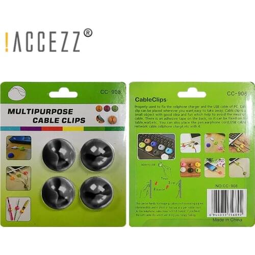 !ACCEZZ 4pc Cable Clips Adhesive Silicone Organizer Phone Wire Winder Drop Cable Holder Cord Management Wholesale Dropshipping
