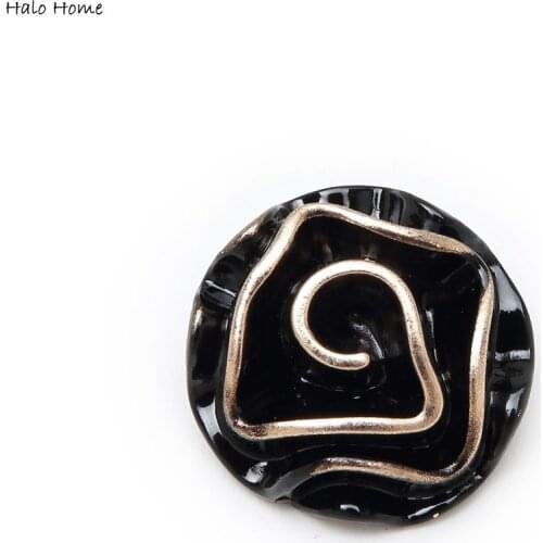5pcs Black Rose Round Coat Clothing Metal Buttons DIY Materials Fashion Buttons For Craft Sewing Accessories