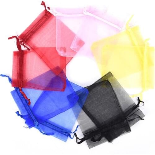 50pcs/pack 7x9 8x10 10x12cm Jewelry Packaging Bags Organza Drawstring Bag Wedding Party Gift Bags & Pouches