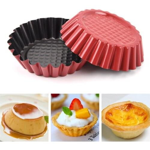 6/8/10pcs 4inch Egg Tart Molds Carbon Steel Round Egg Tart Mold Reusable Tartlet Moulds Baking Cups Cake Cookie Cupcake Mould