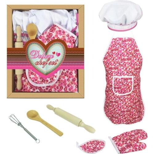 7cs/set Making Pastry Chef Costume Set for Kids Girls Cooking Game for Kids Child Baking Set Baking Clothes Apron Game Toy