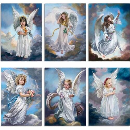 Diy 5d Full Diamond Embroidery Cartoon Square Round Diamond Painting Wings Angel Mosaic Furniture Decoration Hobby Gift