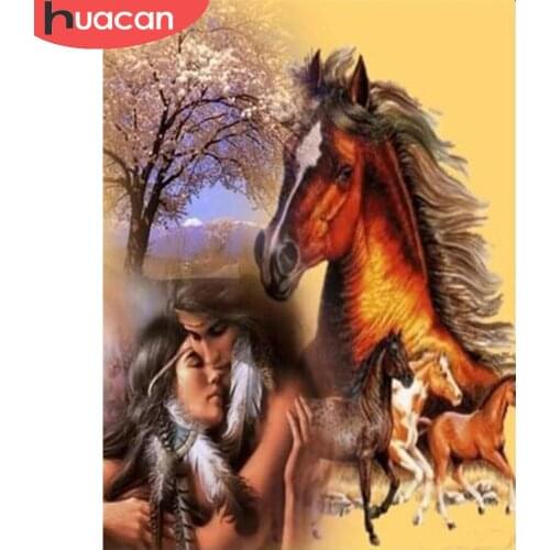 HUACAN Diamond Painting Horse Full Square/round Diamond Embroidery Mosaic Animal Portrait Home Decor