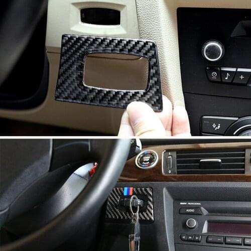 Car Carbon Fiber Ignition Switch Key Hole Cover Trim For BMW 3 series E90 E92 E93 2005 2006 2007 2008 2009 2010 2011 2012