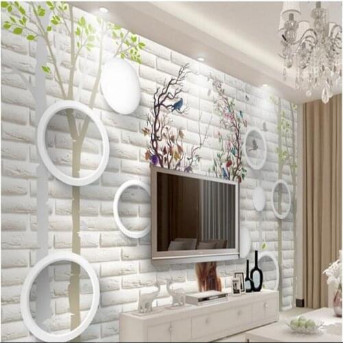 Beibehang Custom large fresco modern simple 3D brick wall elk TV backdrop environmental wallpaper papel de parede para quarto