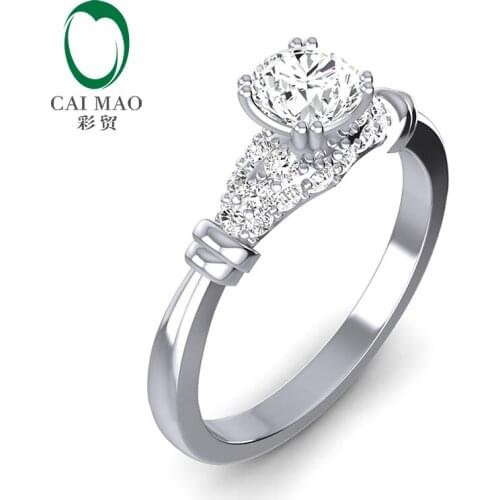 Caimao 14k White Gold Moissanite Wedding Band Ring Jewelry