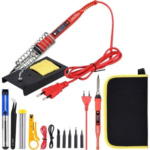 DH 908S 80W soldering iron kit 220V 110V Ceramic Heating element adjustable temperature welding solder iron with soldering tips