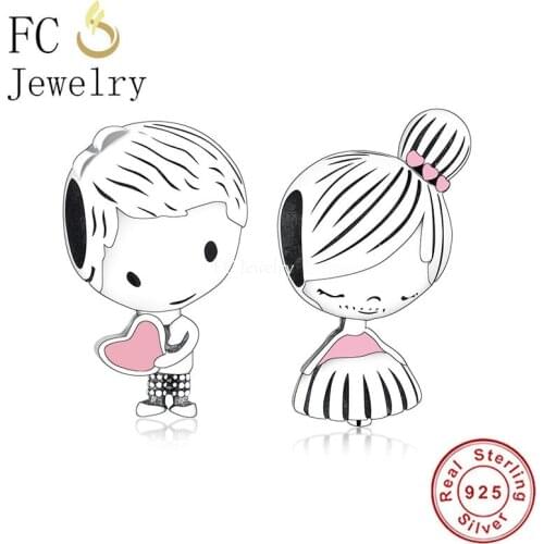FC Jewelry Fit Original Charm Bracelet 925 Sterling Silver Boy And Girl Bead For Making Women Bride Bridegroom Berloque 2021 New
