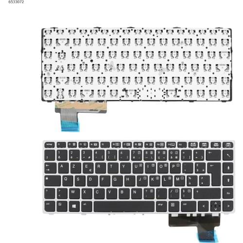 French Layout Replacement Keyboard for HP EliteBook Folio 9470m 9470 9480 9480M SILVER FRAME BLACK
