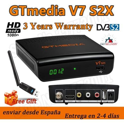 FTA 1080P Gtmedia V7 S2X DVB-S2 Satellite Receiver Gtmedia V7s2x with usb wifi HD Receptor upgrade by gtmedia v7s HD no app