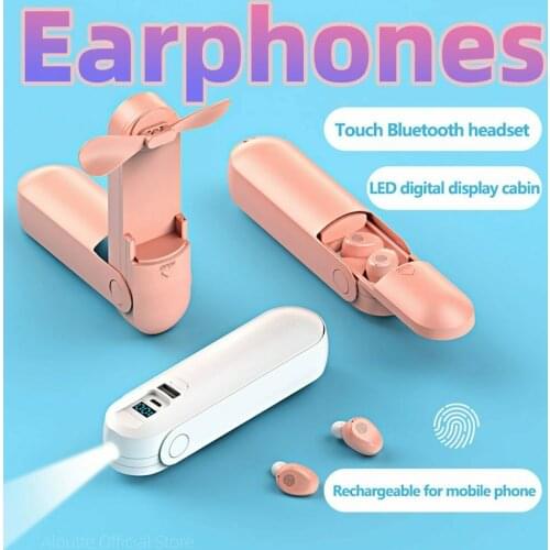 Hot Sale F7 TWS Bluetooth 5.0 Wireless Earbud Headphone with Handheld Fan Charging Box