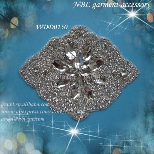 Crystal bridal beaded rhinestone applique for wedding evening dress iron on WDD0150