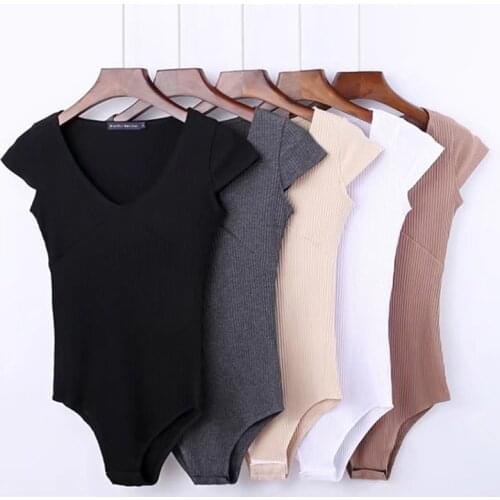 Summer Jumpsuit Fitness Basic Romper Women Streetwear Club Party Sexy Bodysuit female Overalls Short Sleeve Playsuit Coveralls