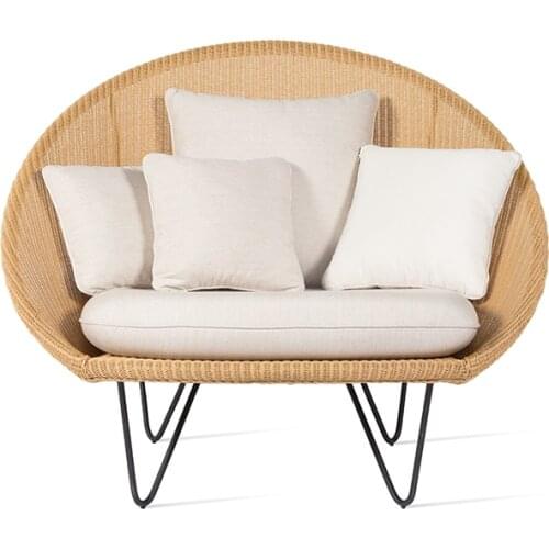 TTCustomized Balcony Small Sofa Outdoor Lazy Rattan Chair round Leisure Single Nordic Ins Creative Bedroom Rattan Couch