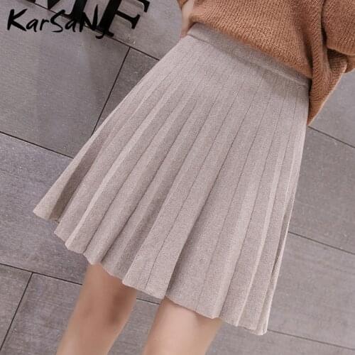 Knitted Pleated Mini Skirt Women Spring 2021 Short Skirts Womens High Waist Pleated Knit Skirts For Women Vintage Skirt Mini
