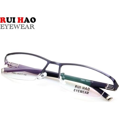 Fashion Optical Glasses Frame Super Light Alloy Frames TR90 Temple Half Rimless Design High Elasticity Prescription Eyeglasses